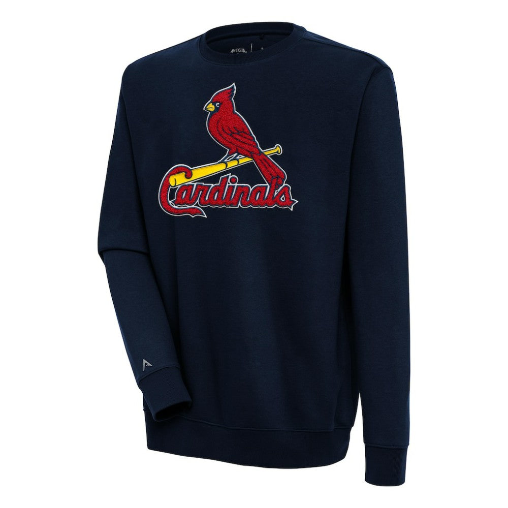 Navy St. Louis Cardinals Antigua Victory Crewneck Chenille Pullover Sweatshirt
