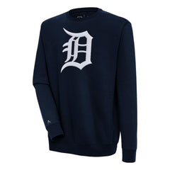 Navy Detroit Tigers Antigua Victory Crewneck Chenille Pullover Sweatshirt