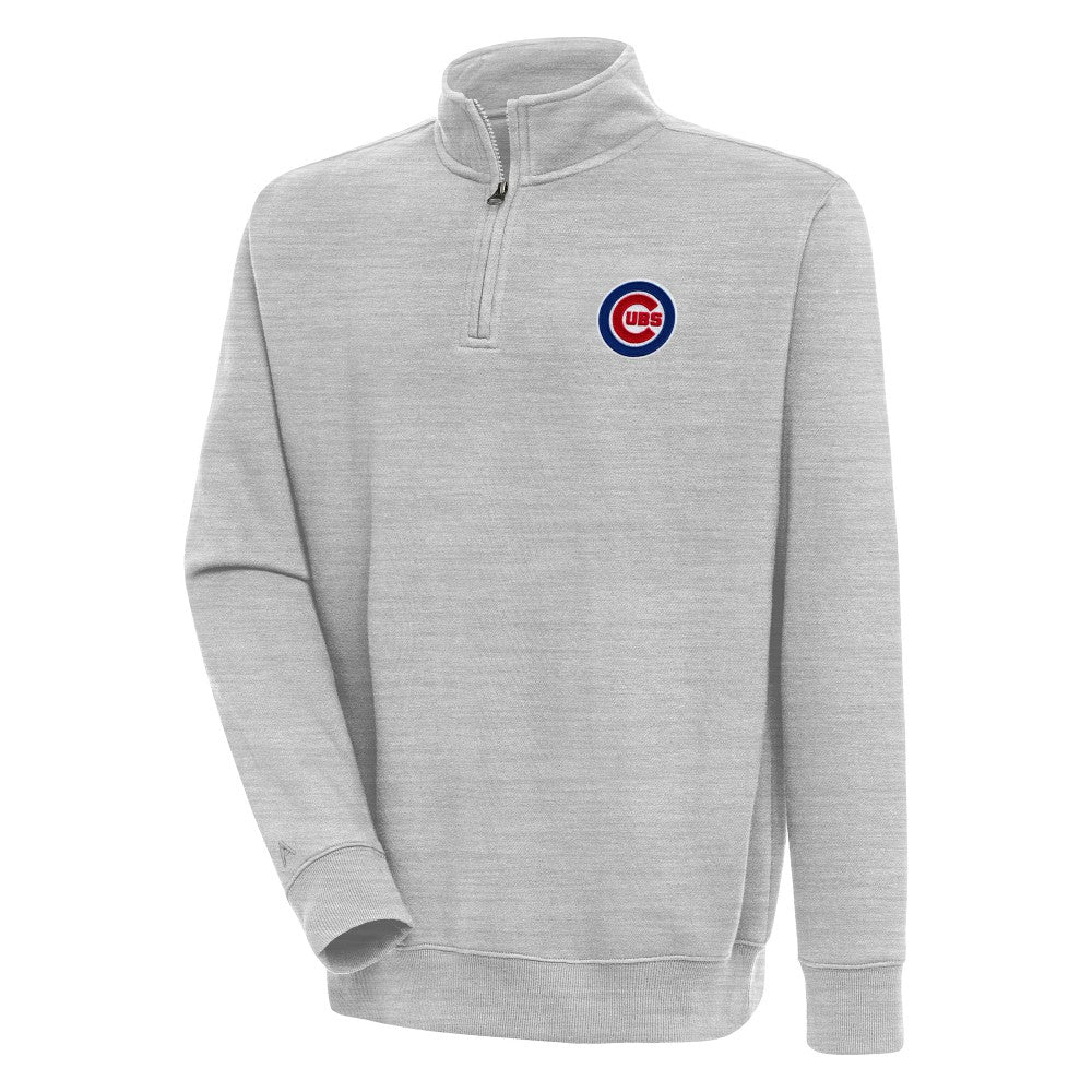 Heather Gray Chicago Cubs Antigua Victory Quarter-Zip Pullover Top