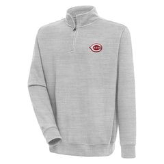 Heather Gray Cincinnati Reds Antigua Victory Quarter-Zip Pullover Top