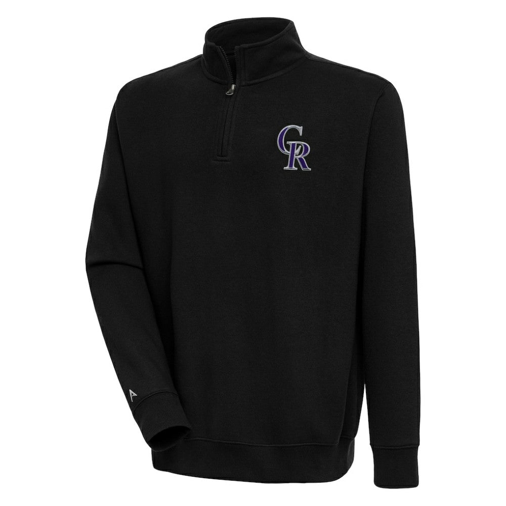 Black Colorado Rockies Antigua Victory Quarter-Zip Pullover Top