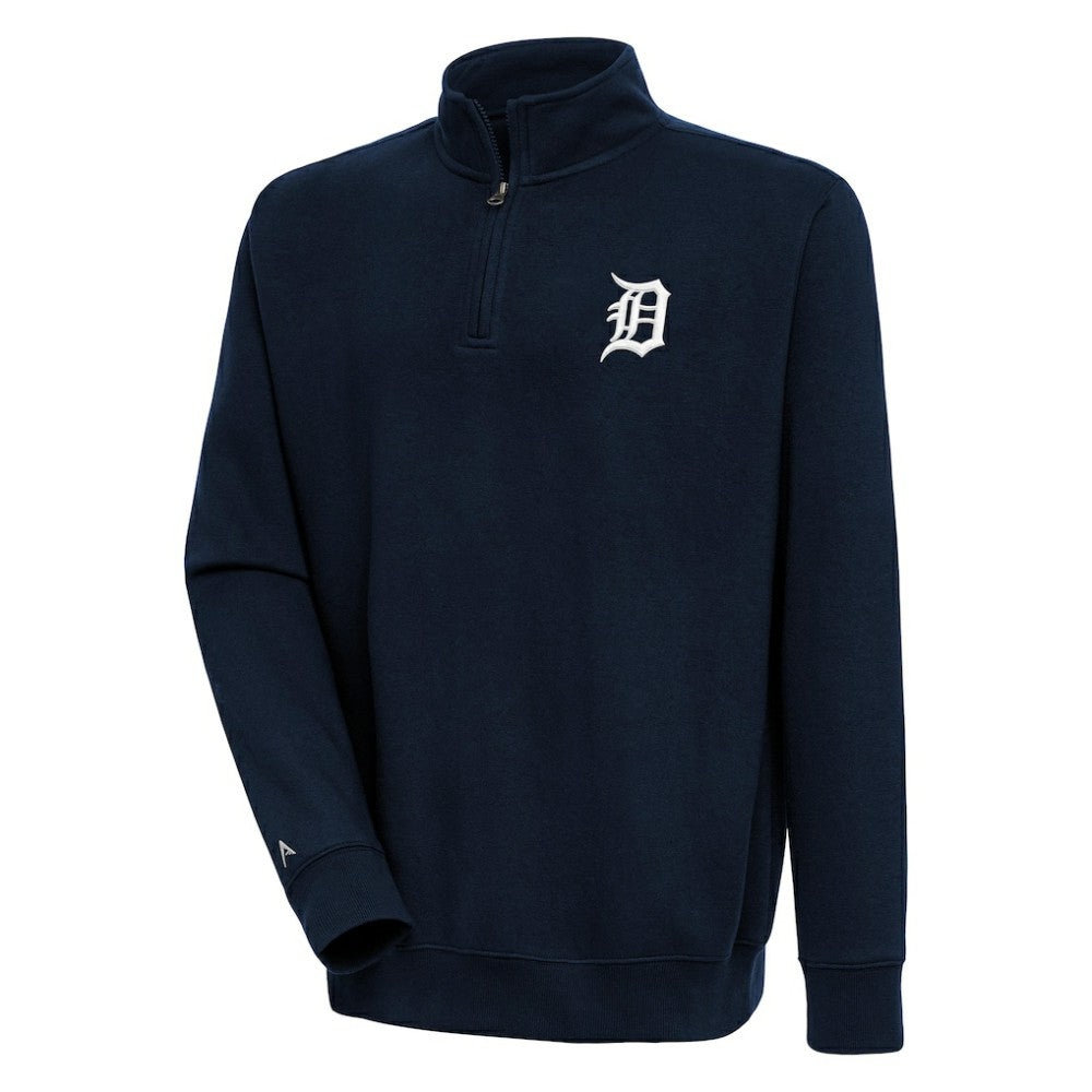 Navy Detroit Tigers Antigua Victory Quarter-Zip Pullover Top