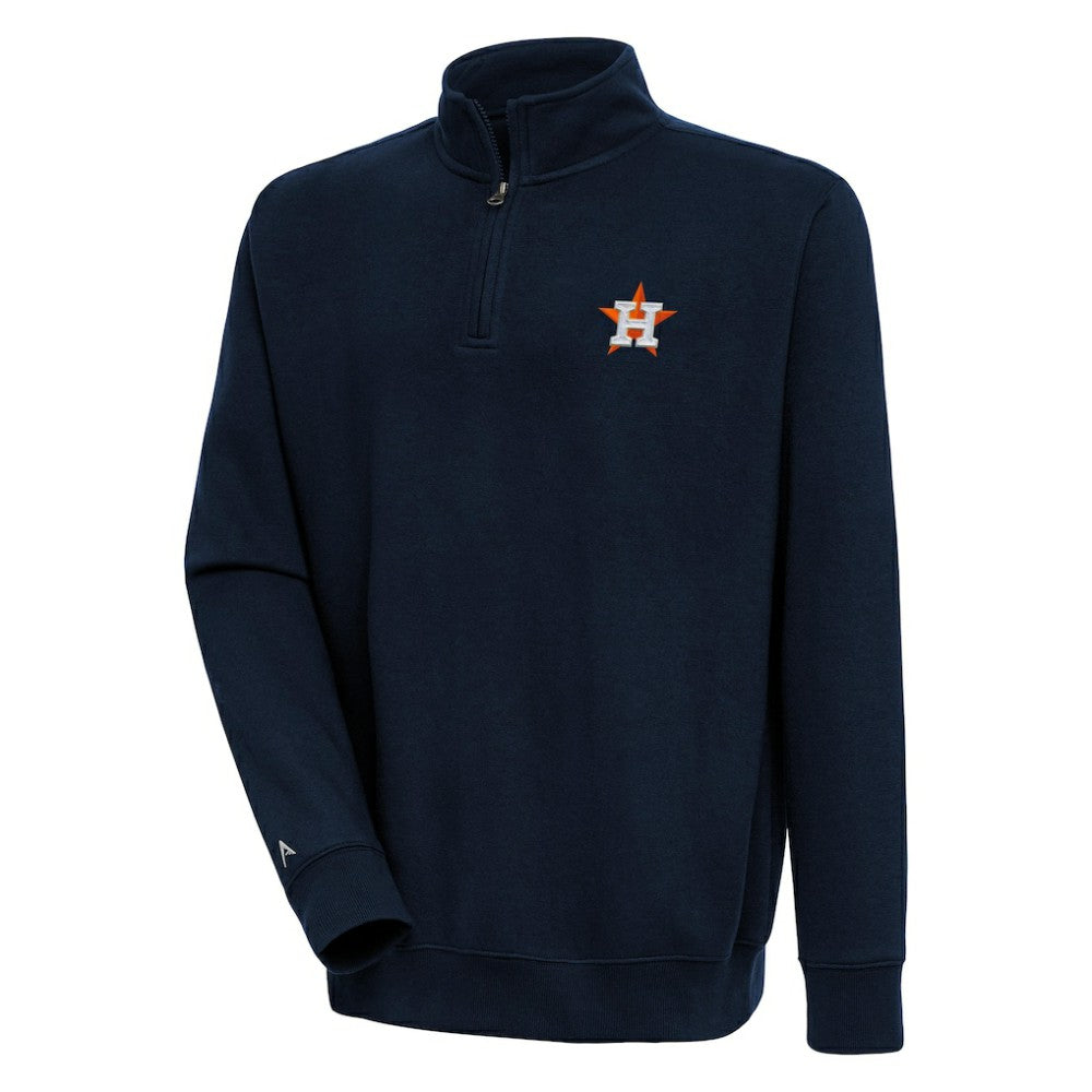 Navy Houston Astros Antigua Victory Quarter-Zip Pullover Top