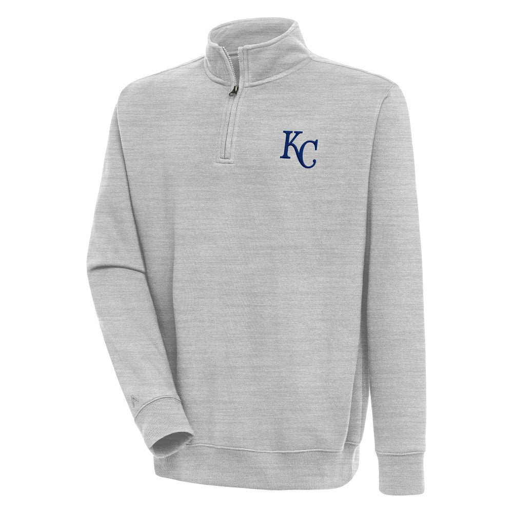 Heather Gray Kansas City Royals Antigua Victory Quarter-Zip Pullover Top