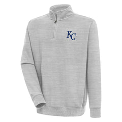Heather Gray Kansas City Royals Antigua Victory Quarter-Zip Pullover Top