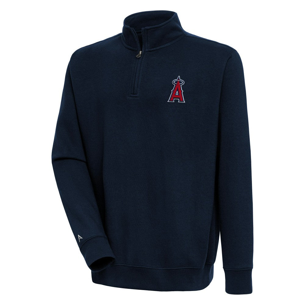 Navy Los Angeles Angels Antigua Victory Quarter-Zip Pullover Top