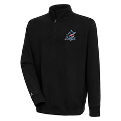 Black Miami Marlins Antigua Victory Quarter-Zip Pullover Top