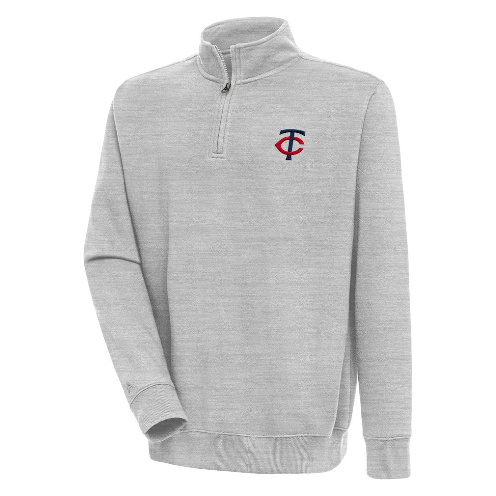 Heather Gray Minnesota Twins Antigua Victory Quarter-Zip Pullover Top