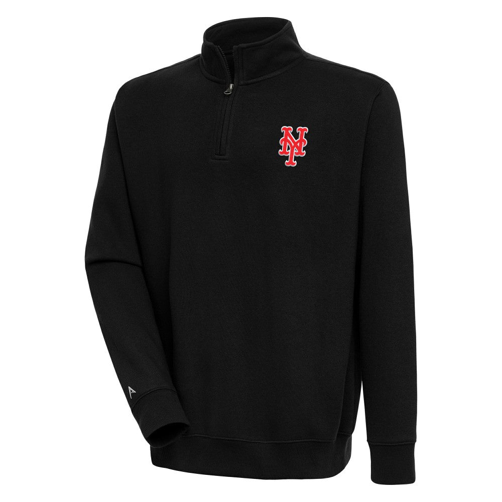 Black New York Mets Antigua Victory Quarter-Zip Pullover Top