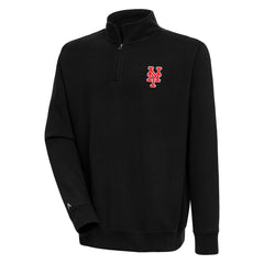 Black New York Mets Antigua Victory Quarter-Zip Pullover Top