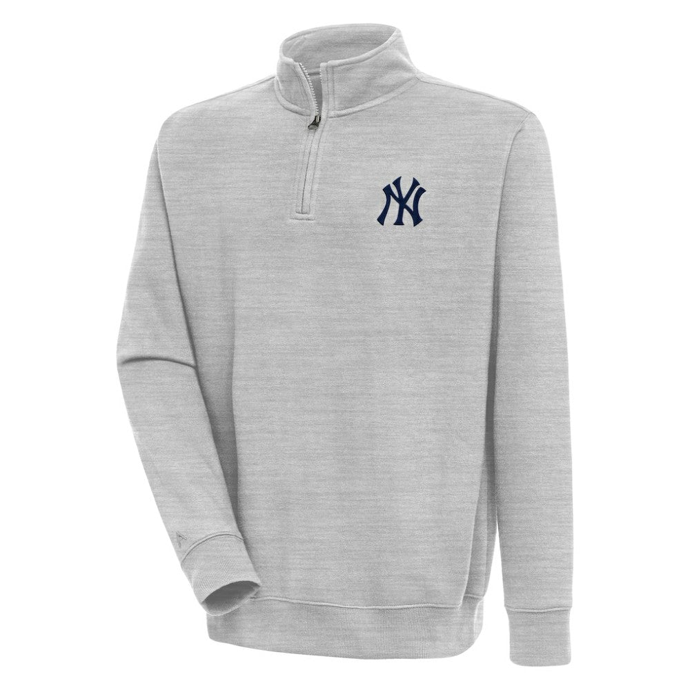 Heather Gray New York Yankees Antigua Victory Quarter-Zip Pullover Top