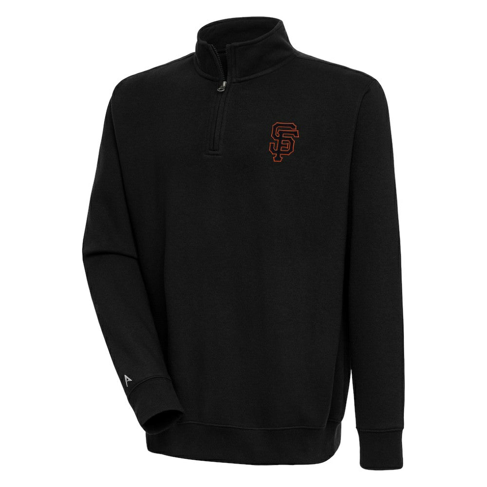 Black San Francisco Giants Antigua Victory Quarter-Zip Pullover Top