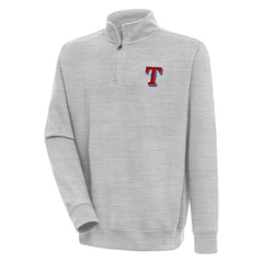 Heather Gray Texas Rangers Antigua Victory Quarter-Zip Pullover Top