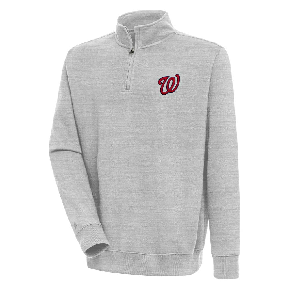 Heather Gray Washington Nationals Antigua Victory Quarter-Zip Pullover Top