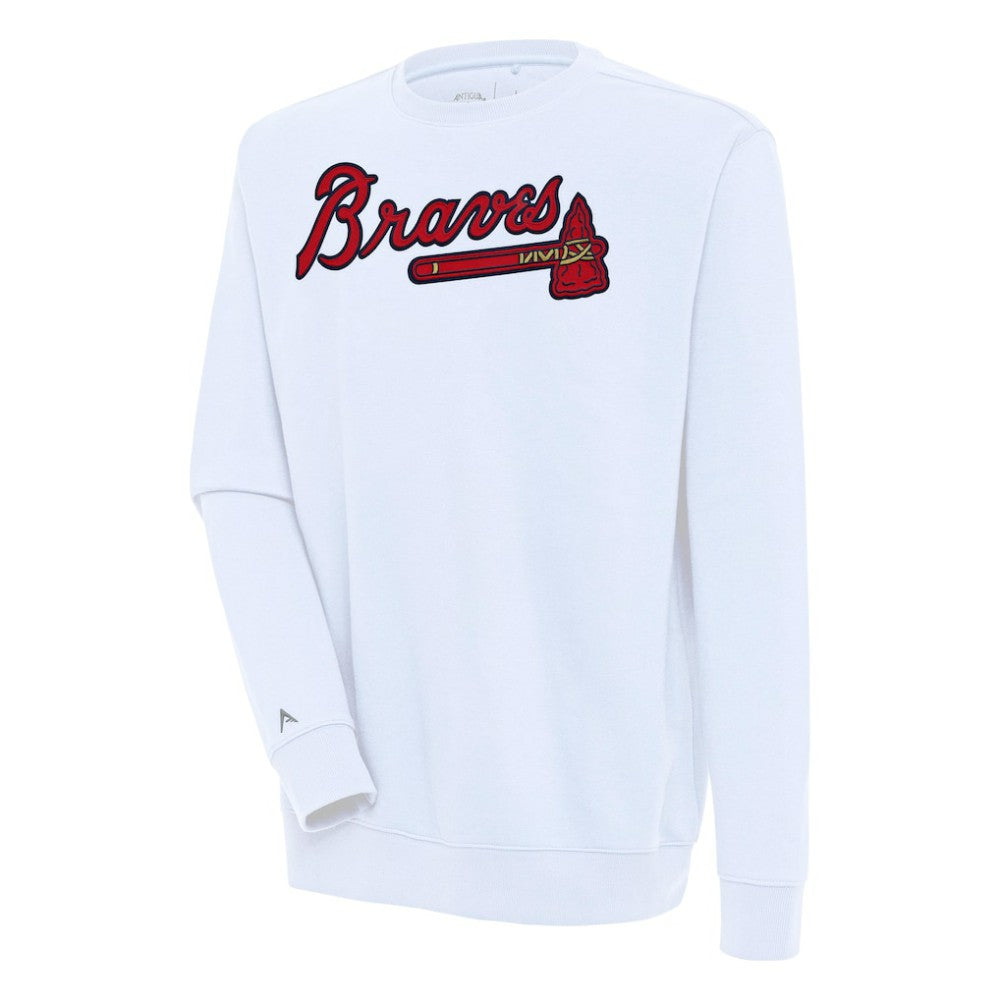 White Atlanta Braves Antigua Victory Pullover Sweatshirt