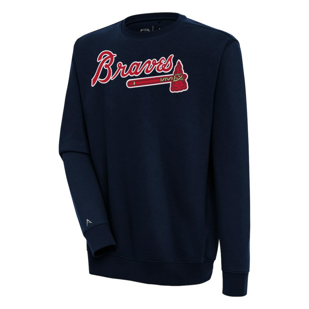 Navy Atlanta Braves Antigua Victory Pullover Sweatshirt