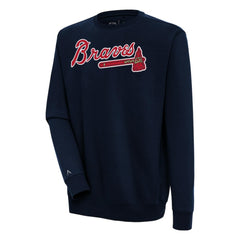 Navy Atlanta Braves Antigua Victory Pullover Sweatshirt