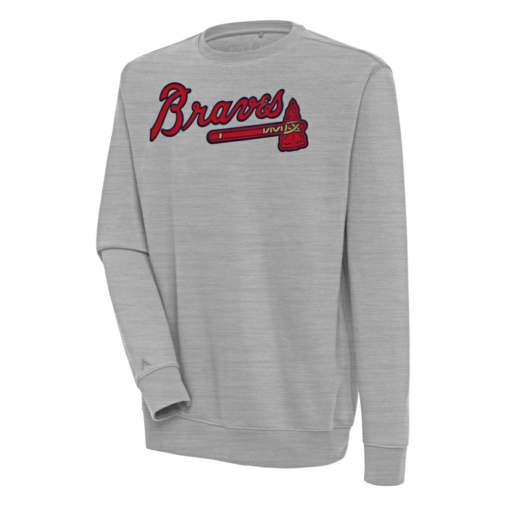 Heather Gray Atlanta Braves Antigua Victory Pullover Sweatshirt
