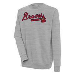 Heather Gray Atlanta Braves Antigua Victory Pullover Sweatshirt