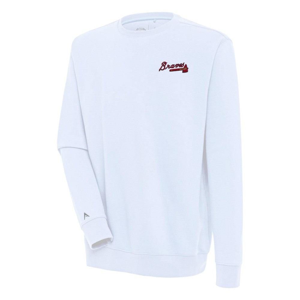 White Atlanta Braves Antigua Victory Pullover Sweatshirt