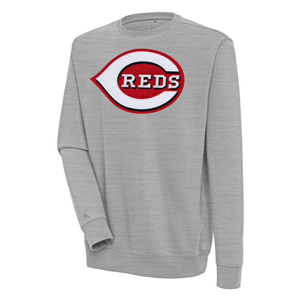 Heather Gray Cincinnati Reds Antigua Victory Pullover Sweatshirt