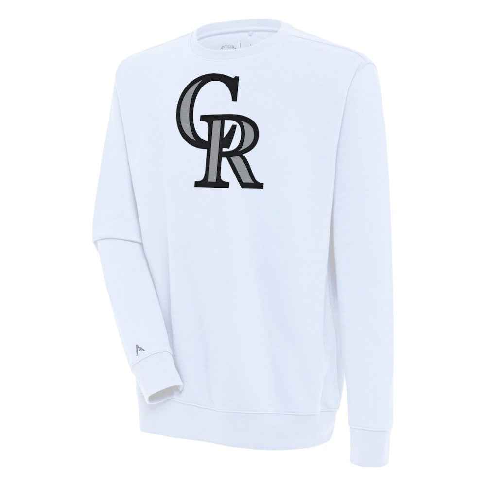 White Colorado Rockies Antigua Victory Pullover Sweatshirt