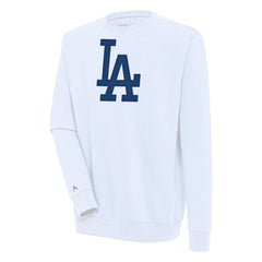 White Los Angeles Dodgers Antigua Victory Pullover Sweatshirt