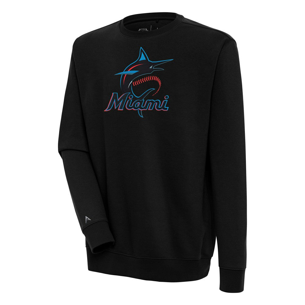 Black Miami Marlins Antigua Victory Pullover Sweatshirt