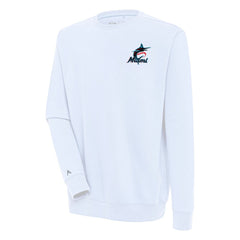 White Miami Marlins Antigua Victory Pullover Sweatshirt