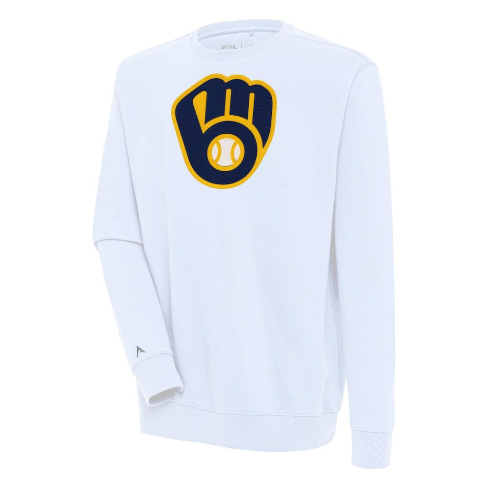 White Milwaukee Brewers Antigua Victory Pullover Sweatshirt