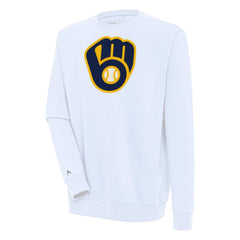 White Milwaukee Brewers Antigua Victory Pullover Sweatshirt