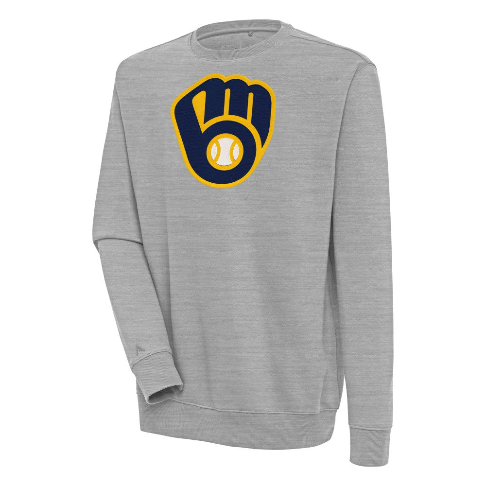 Heather Gray Milwaukee Brewers Antigua Victory Pullover Sweatshirt