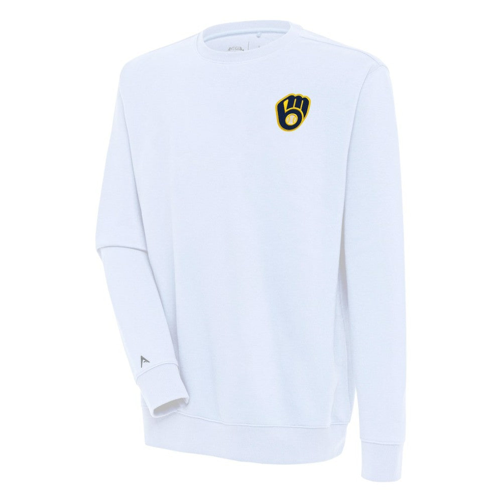 White Milwaukee Brewers Antigua Victory Pullover Sweatshirt