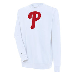 White Philadelphia Phillies Antigua Victory Pullover Sweatshirt