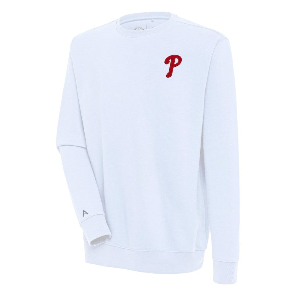 White Philadelphia Phillies Antigua Victory Pullover Sweatshirt