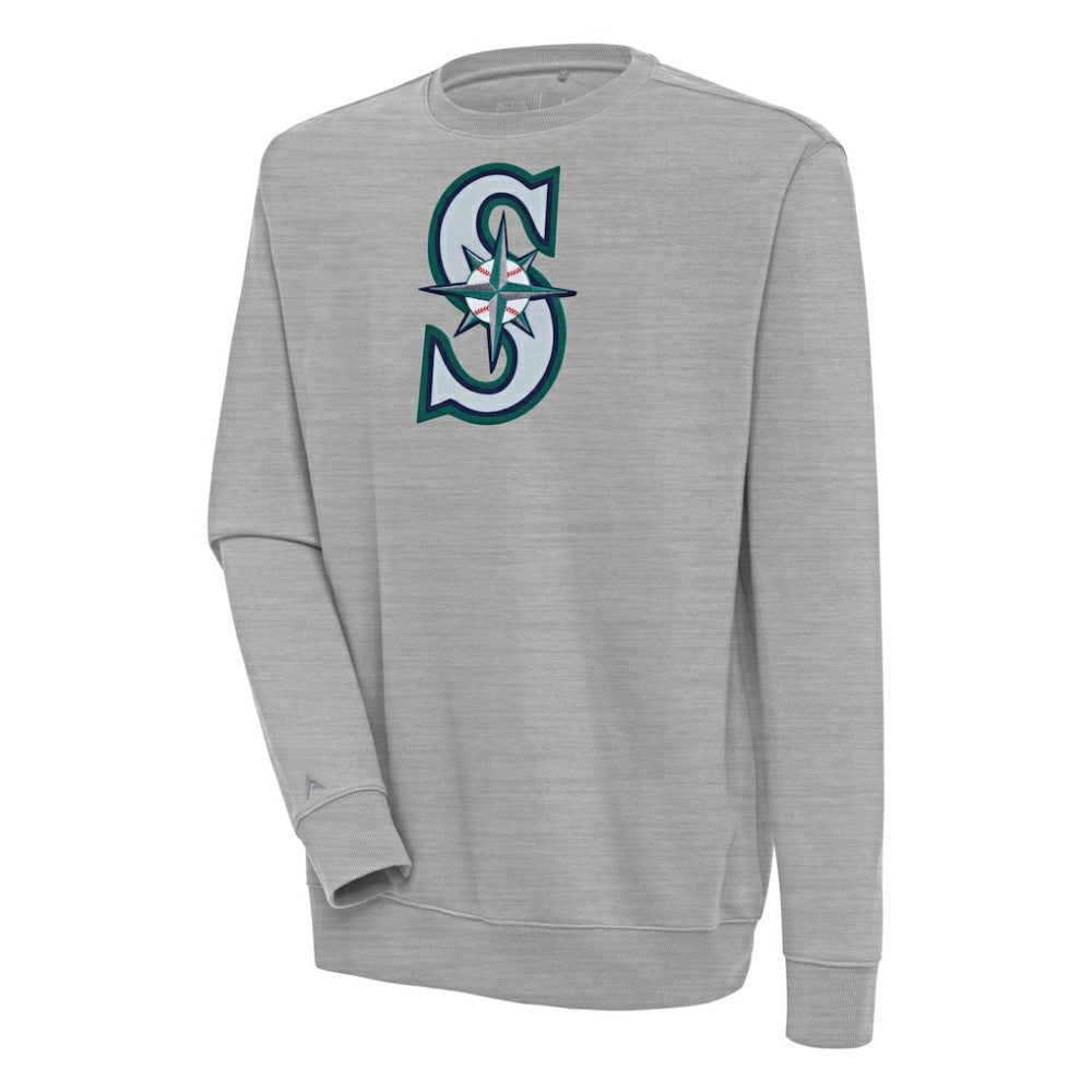 Heather Gray Seattle Mariners Antigua Victory Pullover Sweatshirt