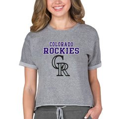 Gray Colorado Rockies Concepts Sport Women's Tri-Blend Mainstream Terry Short Sleeve Sweatshirt Top