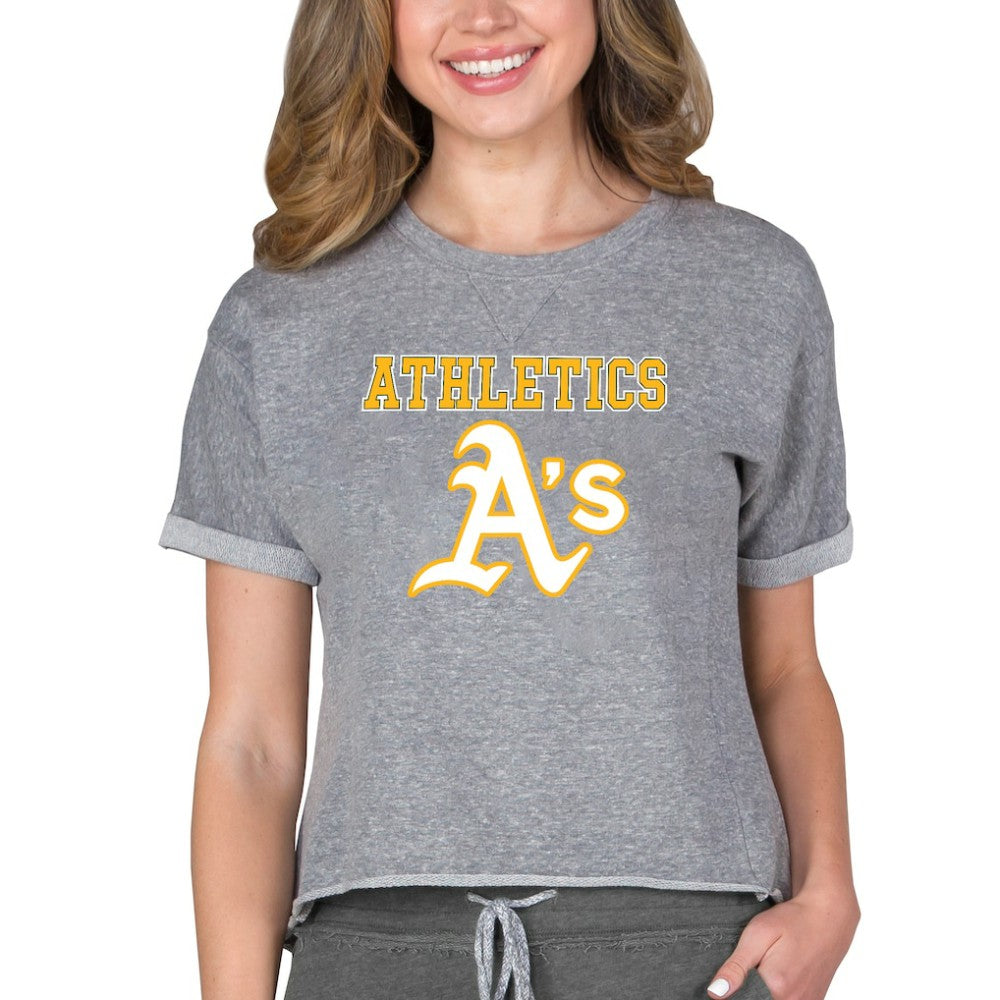 Gray Athletics Concepts Sport Women's Tri-Blend Mainstream Terry Short Sleeve Sweatshirt Top