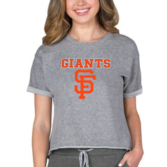 Gray San Francisco Giants Concepts Sport Women's Tri-Blend Mainstream Terry Short Sleeve Sweatshirt Top