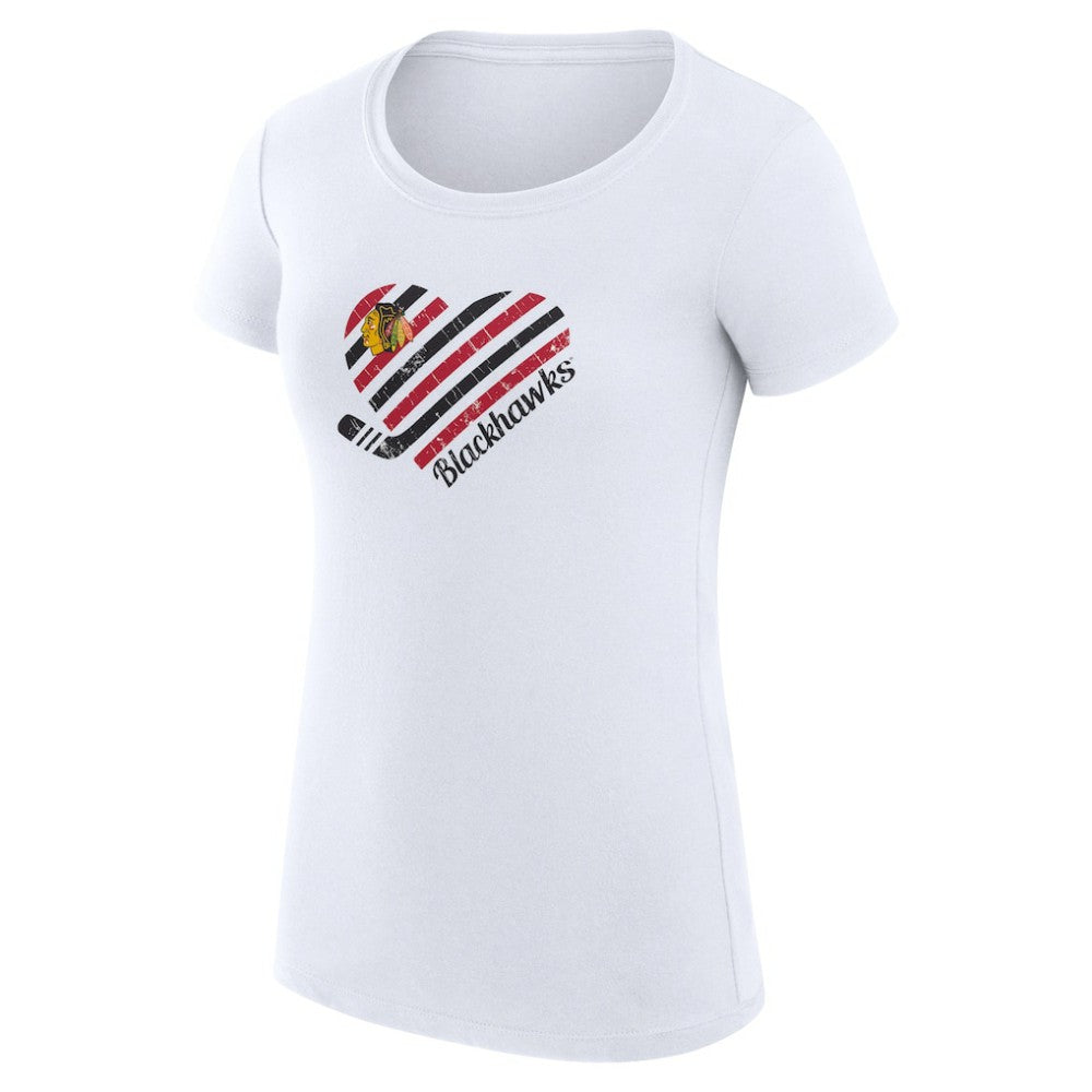 NHL Chicago Blackhawks G-III 4Her by Carl Banks Women's Super-Slim Fit Lightweight Heart T-Shirt