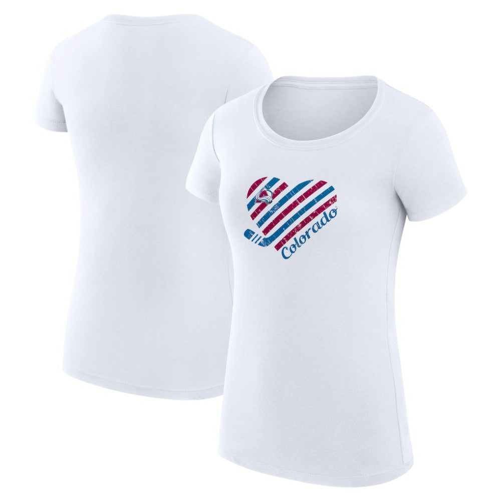 NHL Colorado Avalanche G-III 4Her by Carl Banks Women's Super-Slim Fit Lightweight Heart T-Shirt