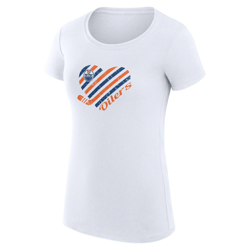 NHL Edmonton Oilers G-III 4Her by Carl Banks Women's Super-Slim Fit Lightweight Heart T-Shirt