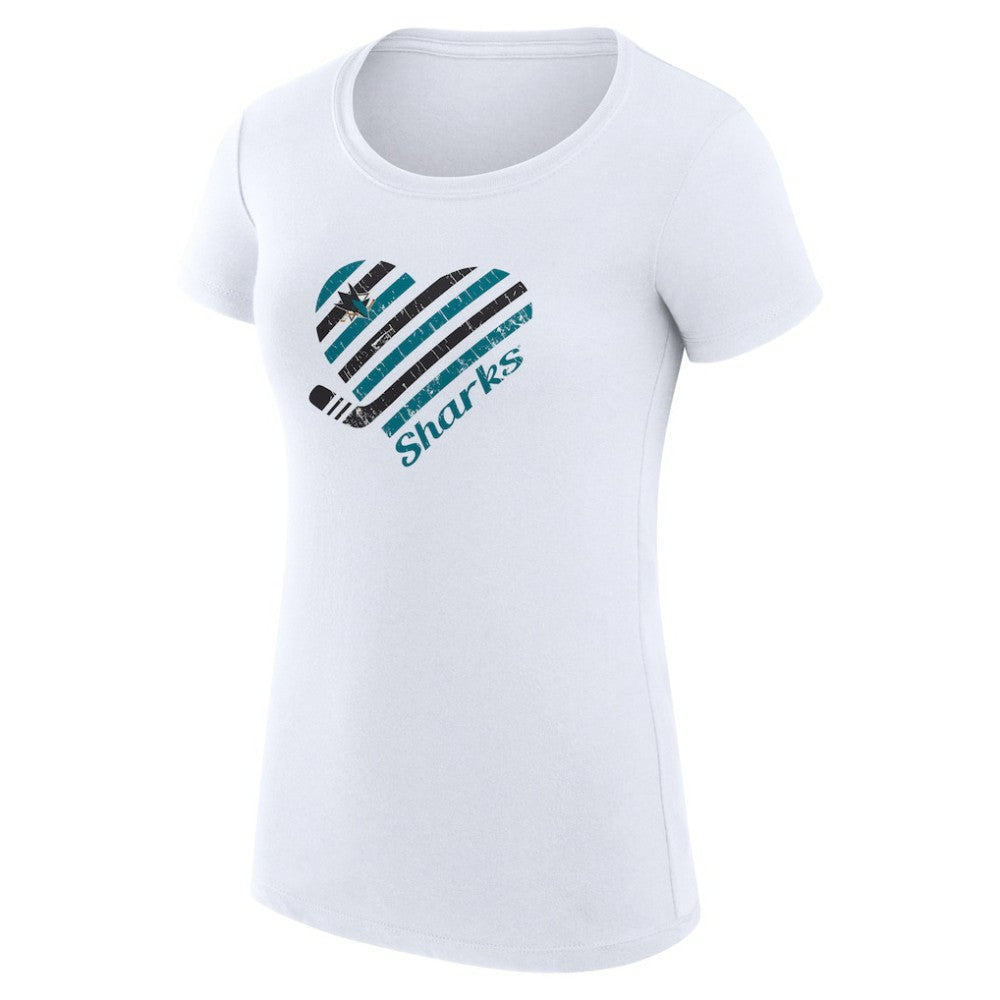 NHL San Jose Sharks G-III 4Her by Carl Banks Women's Super-Slim Fit Lightweight Heart T-Shirt