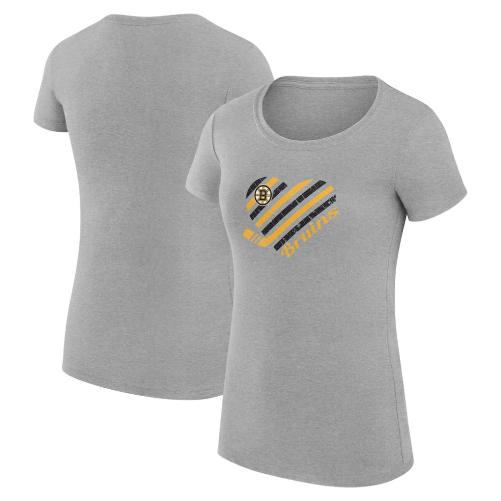 NHL Boston Bruins G-III 4Her by Carl Banks Women's Super-Slim Fit Lightweight Heart T-Shirt