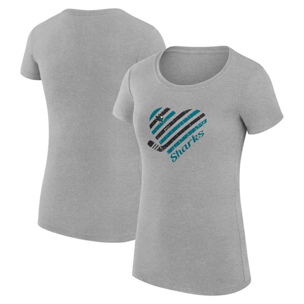 NHL San Jose Sharks G-III 4Her by Carl Banks Women's Super-Slim Fit Lightweight Heart T-Shirt