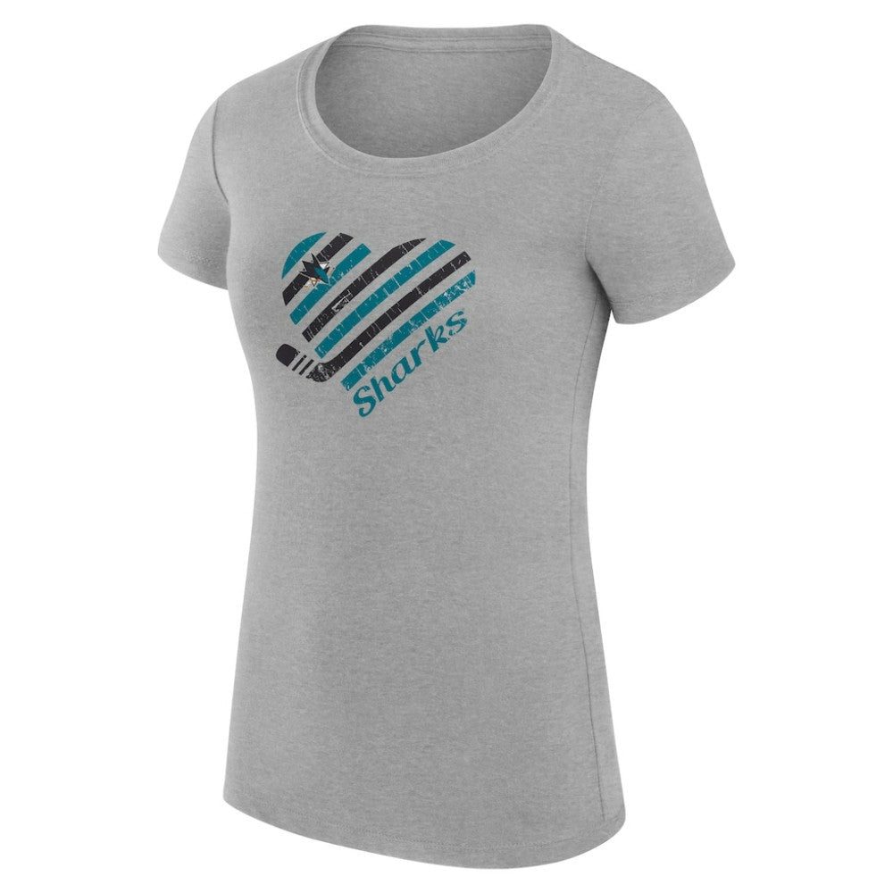 NHL San Jose Sharks G-III 4Her by Carl Banks Women's Super-Slim Fit Lightweight Heart T-Shirt