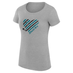 NHL San Jose Sharks G-III 4Her by Carl Banks Women's Super-Slim Fit Lightweight Heart T-Shirt