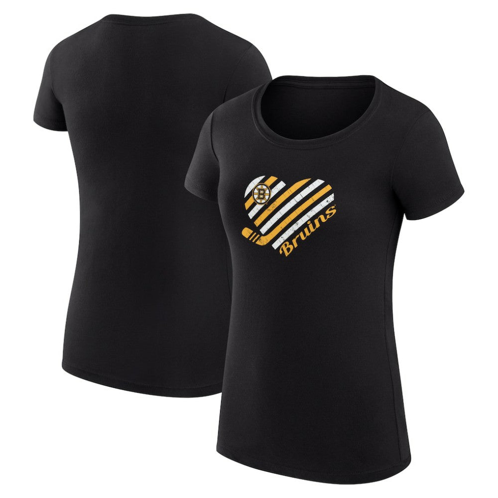 NHL Boston Bruins G-III 4Her by Carl Banks Women's Super-Slim Fit Lightweight Heart T-Shirt