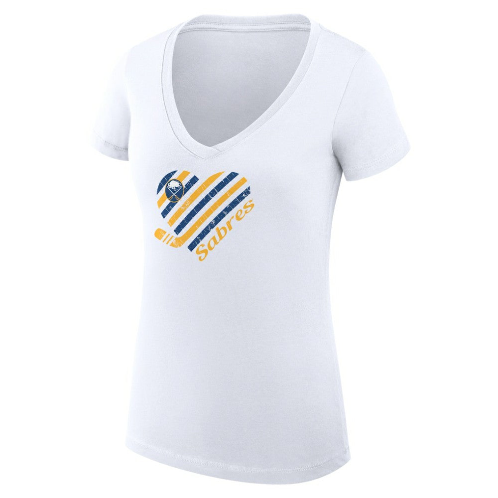NHL Buffalo Sabres G-III 4Her by Carl Banks Women's Super-Slim Fit Lightweight Heart V-Neck T-Shirt