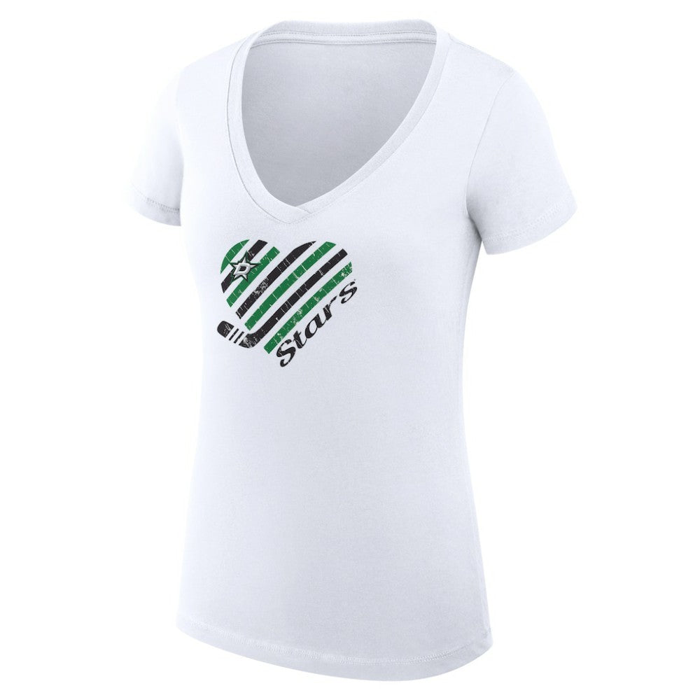 NHL Dallas Stars G-III 4Her by Carl Banks Women's Super-Slim Fit Lightweight Heart V-Neck T-Shirt